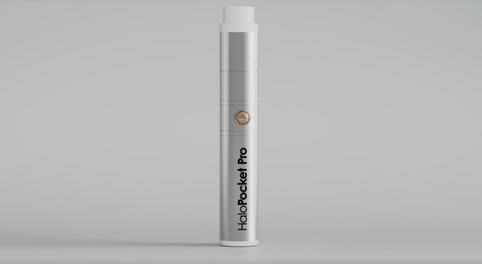 HaloPocket Pro device against a grey background