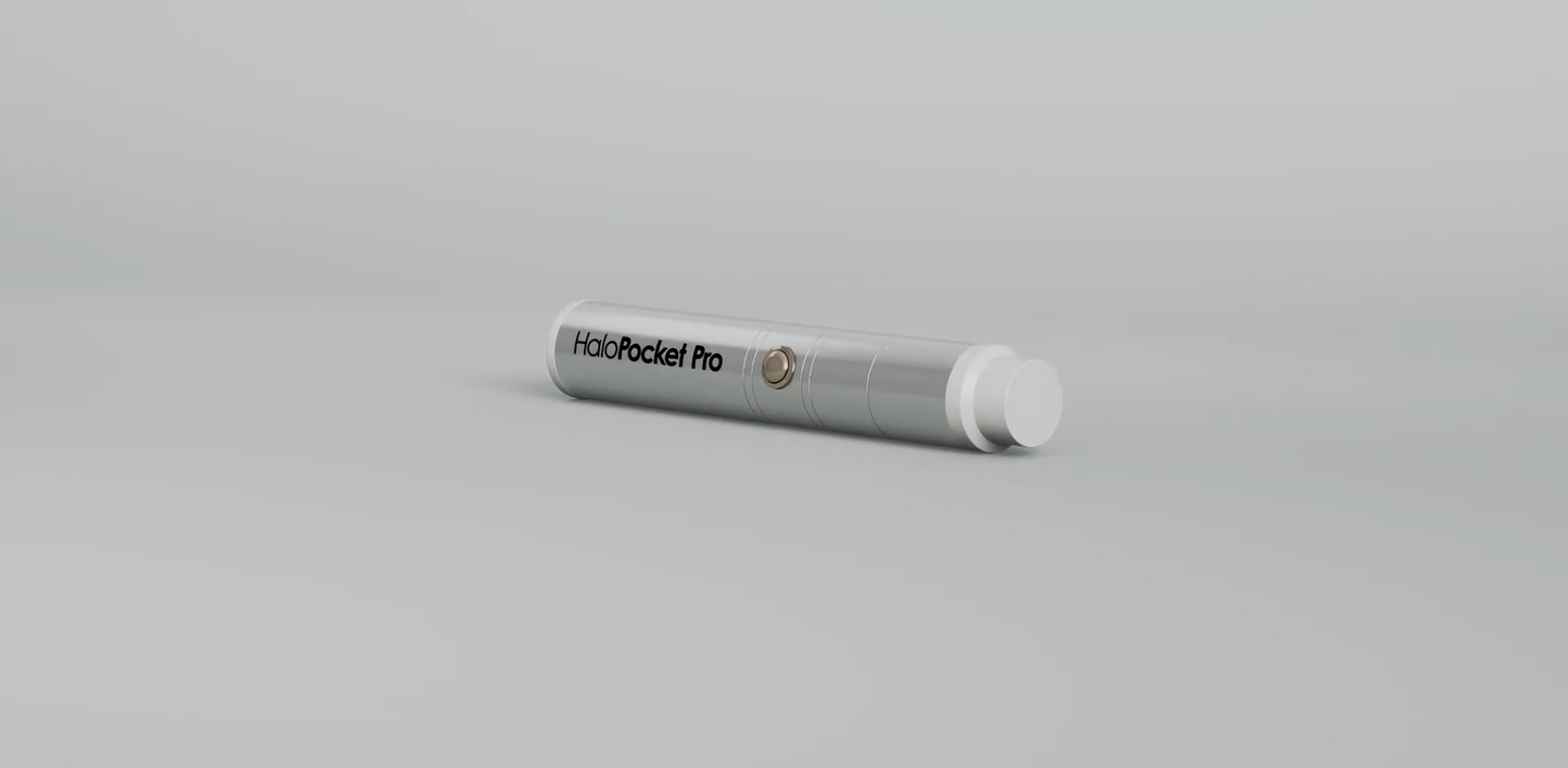 HaloPocket Pro device against a grey background