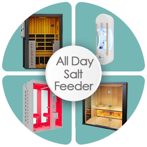All day salt feeder for salt therapy equipment